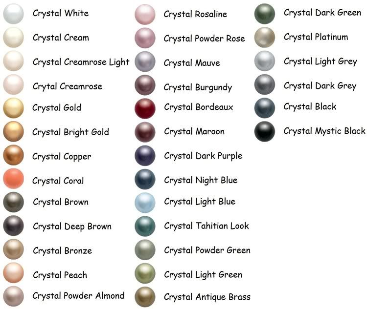 Swarovski Crystal Pearl Color Chart
