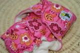 Pink n Orange Euro Floral Large Little Comet Tails Serged Fitted Diaper