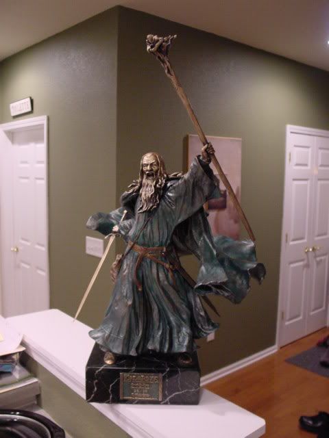 bronze statue of gandalf