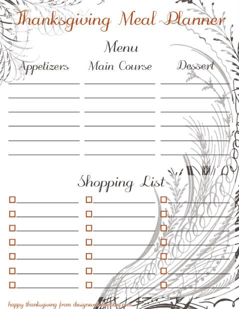 Free Thanksgiving Meal Planner Download